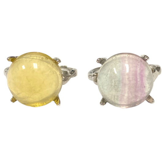 Fluorite Assorted Adjustable RINGS - Assorted - Silver Color Plated Metal - mm - China - NEW223