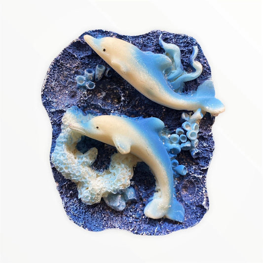 MAGNET - Dolphins Jumping in the Waves - Sparkly Blue - 2.5 inch - Resin