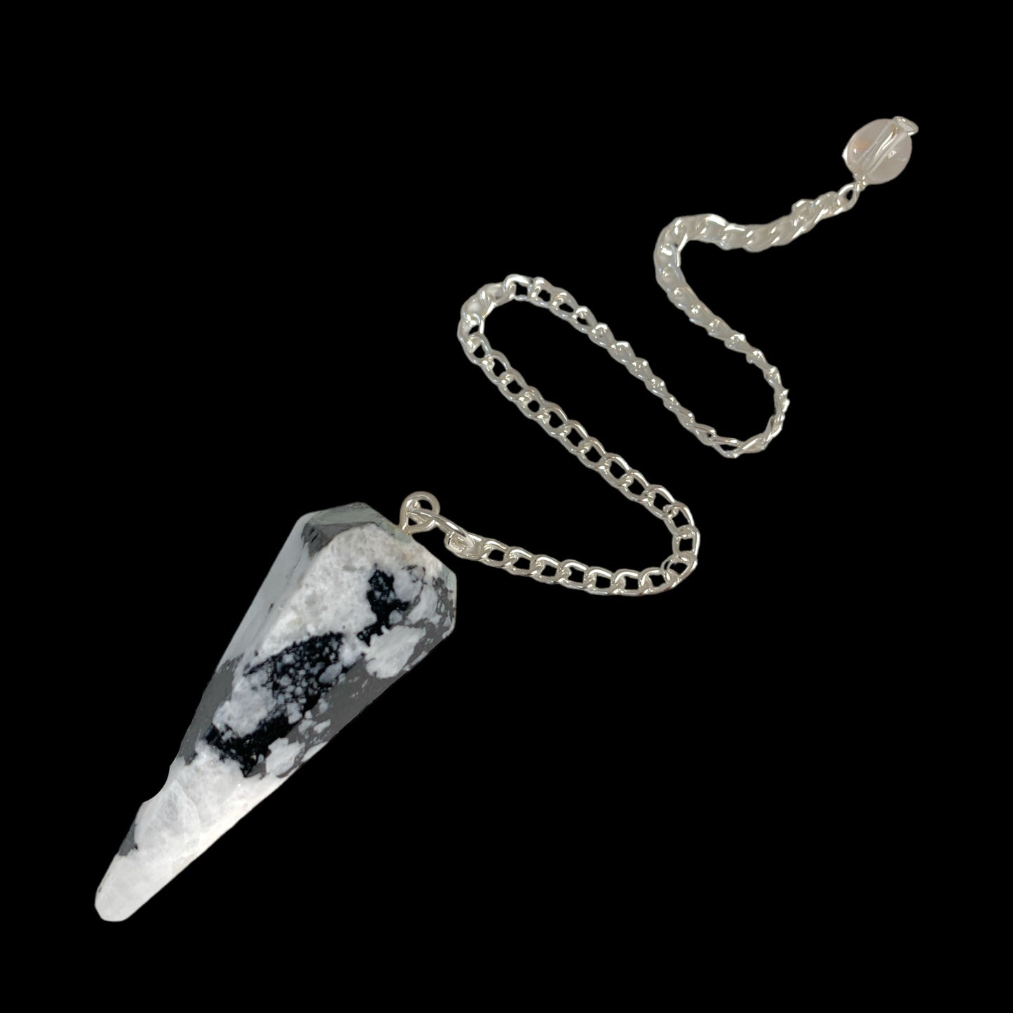 Rainbow Moonstone 12 Facet Pendulum with Chain - 35-45mm 20g - NEW422
