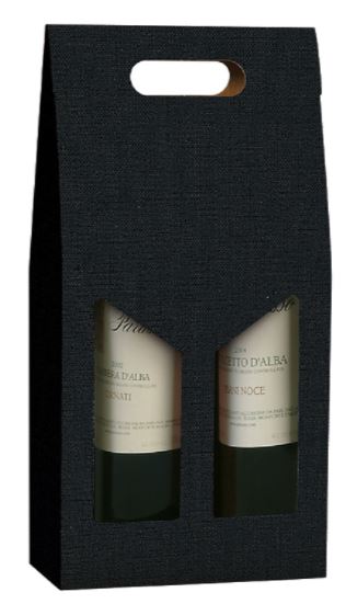 Black Textured - Double WINE Bottle Carriers 750ml CORRUGATED (20 per case) NEW421