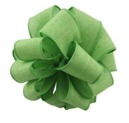 Linen Wired Ribbon - LIME - 1.5 inches x 50 yards