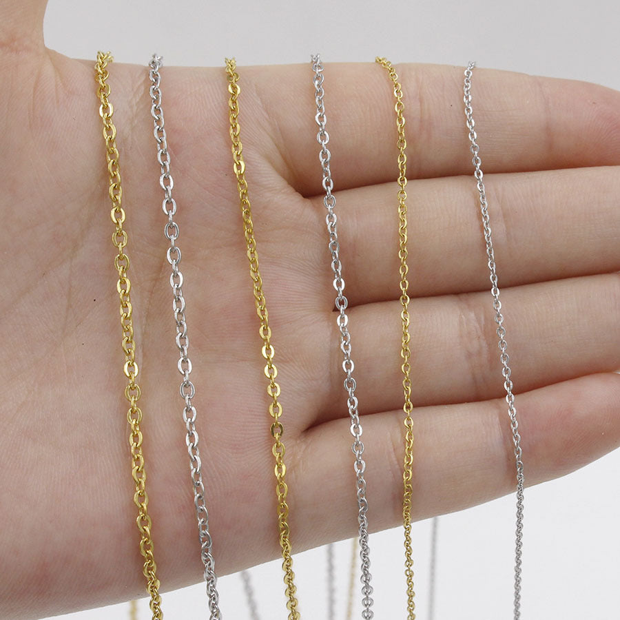 Stainless Steel Chain Necklace 1.5mm - Length: 50cm 19.6 inch Weight: 4Grams (Packed in 10's)