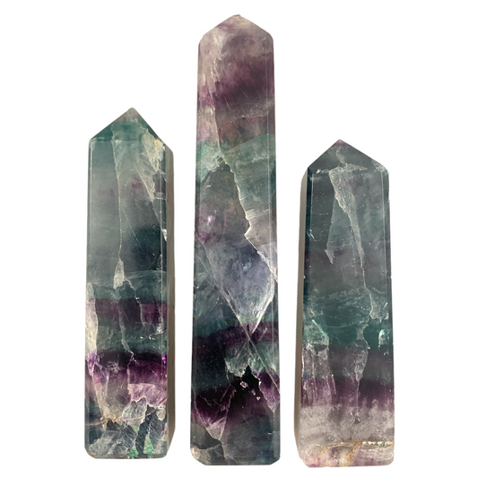 Fluorite Green and Purple - - 2.5 to 4.5 inches - Price per gram - India - Polished Towers - NEW323