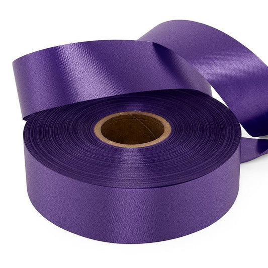#9 PURPLE 1 7/16 inch x 100 yard spool FLORAL EMBOSSED POLY SATIN RIBBON