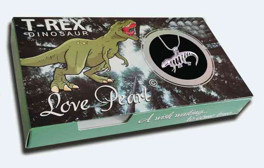 Wish Pearl T-Rex Dinosaur Design Box with Dinosaur Pendant and Necklace - NEW523