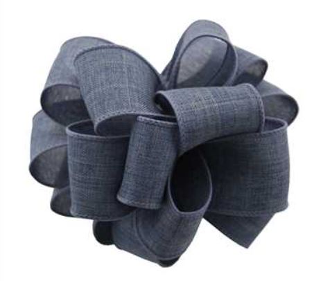 Linen Wired Ribbon - DENIM - 1.5 inches x 50 yards