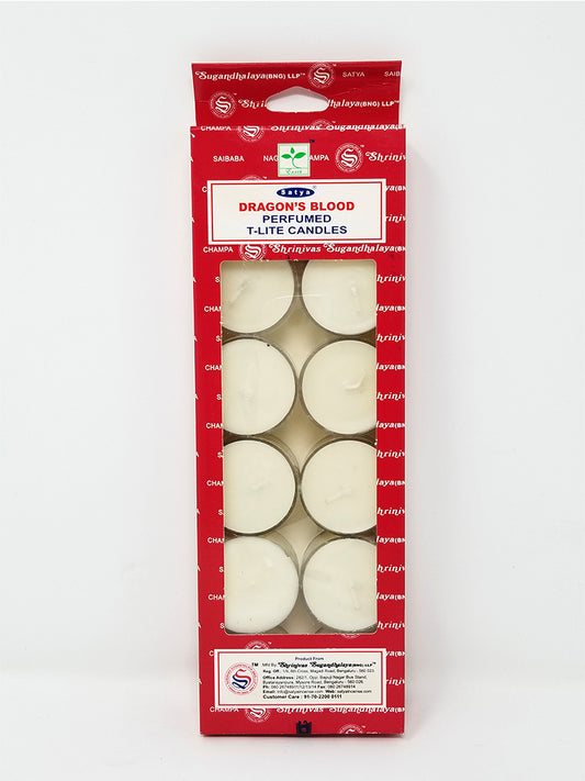 Satya Dragons Blood T-Lite Candles - 12 per pack - NEW1020