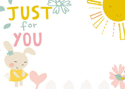 PK/50 - Flora Cards - Just For You - Bunny, Heart & Sun