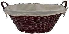 WILLOW OVAL LAUNDRY BASKET - CLOTH LINER - Brown - 22.5x17.5x9.5 deep