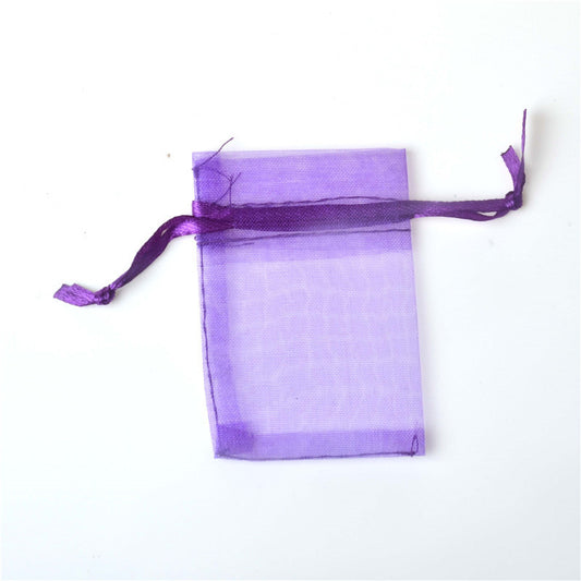 PK/100 Purple 2.75 x 3.5 inch ORGANZA POUCH BAG - RECTANGLE with Draw String - 7x9cm