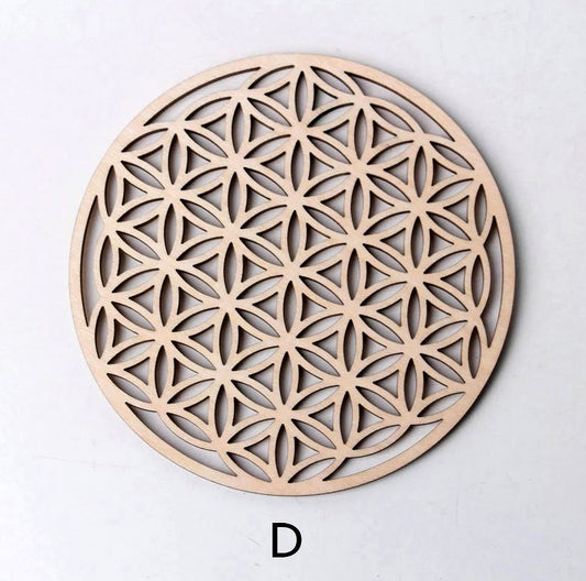 Flower of Life - Crystal Grid - Crystal Charging Plate Tray Hot Pad - Natural - 5.5 inch - Made in China - NEW1022