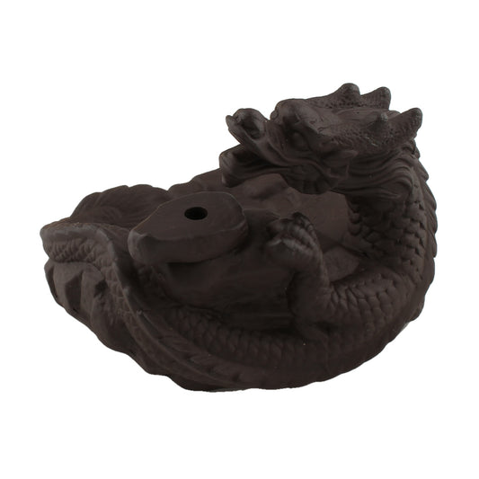 Porcelain Backflow Incense Holder - Curled Dragon