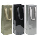Manhattan Wine Bag - Gloss Pewter - 4.5 x 15 x 4.5 inch - Laminated