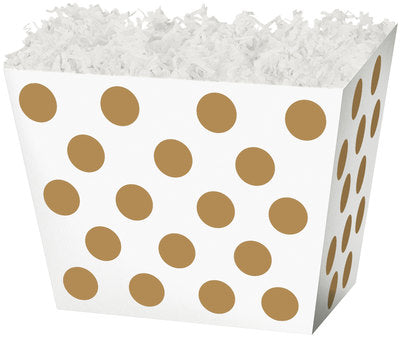 Gold Metallic Dots Angled Basket Box - Large - 10 1/4 x 6 x 7 1/2 inches deep (order in 6's)