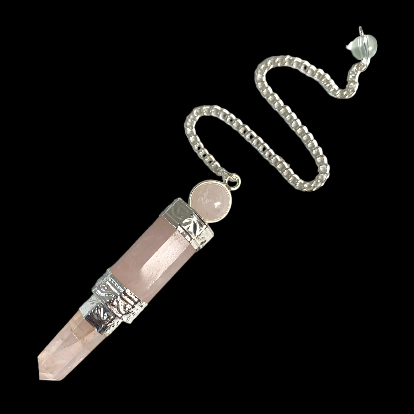 Rose Quartz 3pc Small Wand Pendulum with Chain - 40-50mm - 25g - NEW422