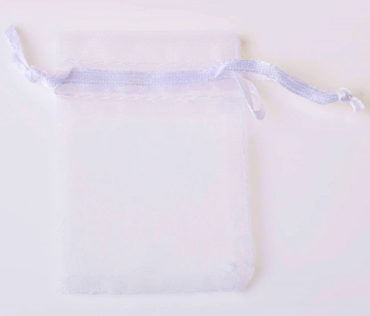 PK/100 White 2 x 2.75 inch ORGANZA POUCH BAG - RECTANGLE with Draw String - 5x7cm