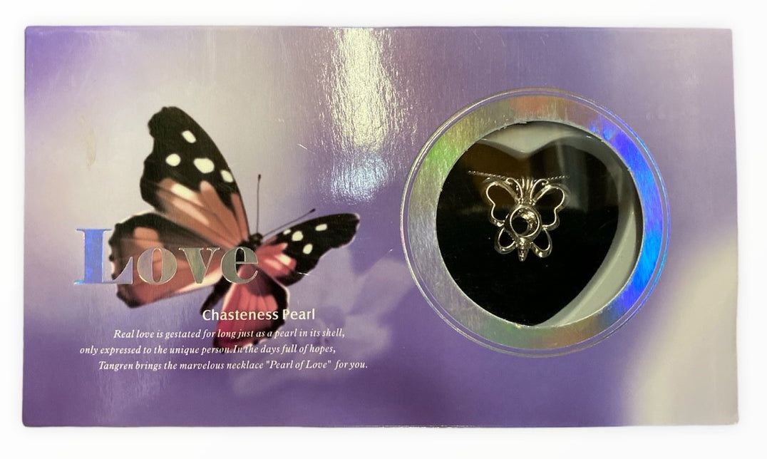 Wish Pearl Butterfly Purple Design Box with Butterfly Pendant and Necklace