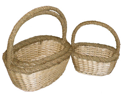 Oval Willow Seagrass Basket - 14 x 10 x 6 inch - Small