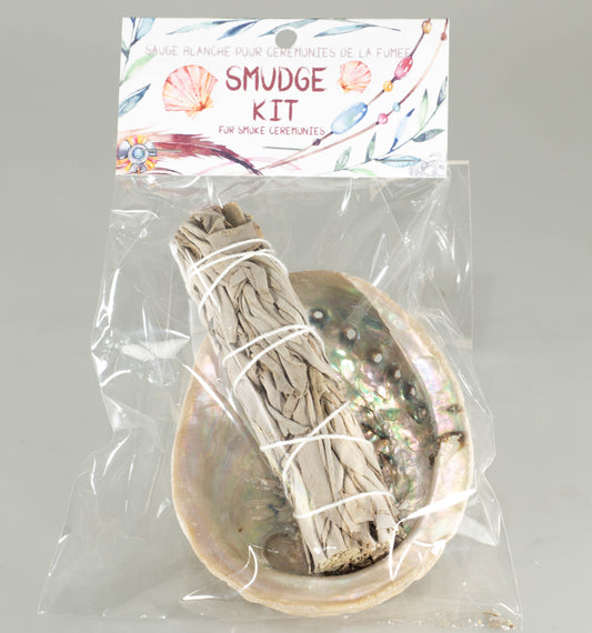 Smudge Kit - Midae Abalone with White Sage 4 inch stick