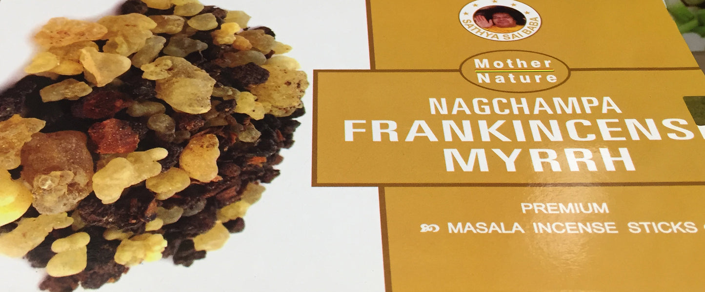 Mother Nature - Box of 12 x 15 gram boxes of Incense Sticks - Frankincense & Myrrh