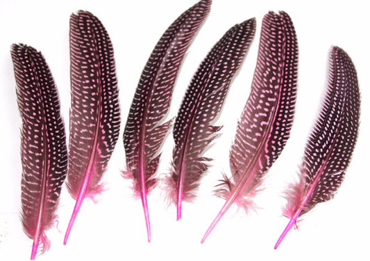GUINEA FOUL WING FEATHERS NATURAL 6 to 8 inch - Light Pink