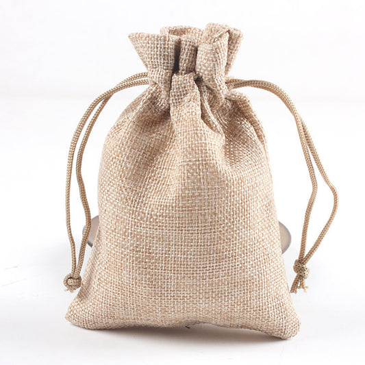 PK/10 - NATURAL - COTTON #5 BAGS 2.75 x 3.5 inch - 7x9cm - with Draw String
