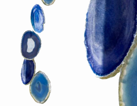 AGATE 7 SLICE WIND CHIME - BLUE - #1 MEDIUM - 7 - 9cm x 4.5 - 6.5cm - Wooden Ring Top - BRAZIL - NEW1121