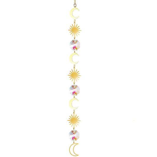 K9 Aura Crystal Hanger Suncatcher Suns Moons Stars Brass Color Twinkle Hanger - Long inch - China - NEW911