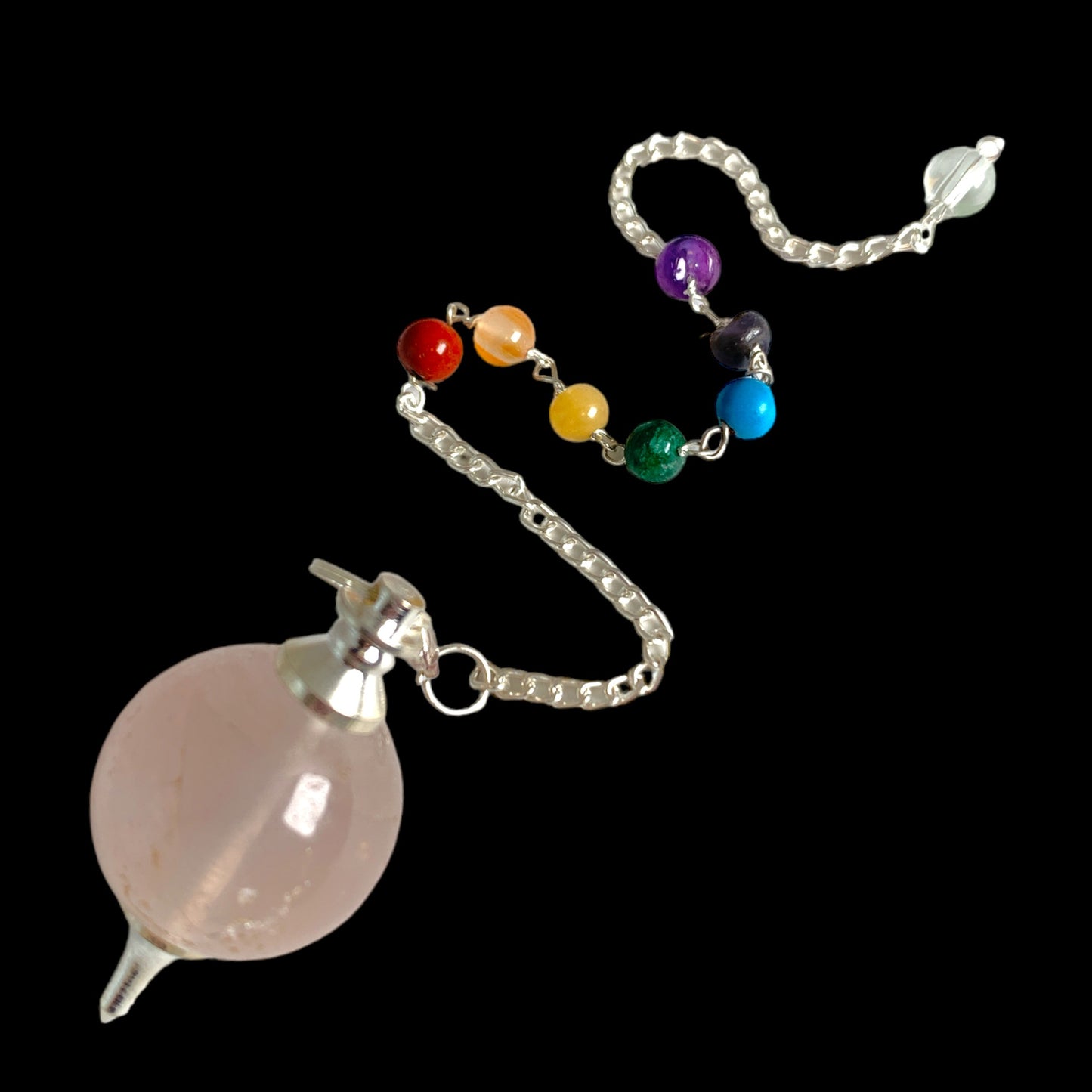 Rose Quartz Ball Pendulum with Chakra Chain  - 25 grams - India