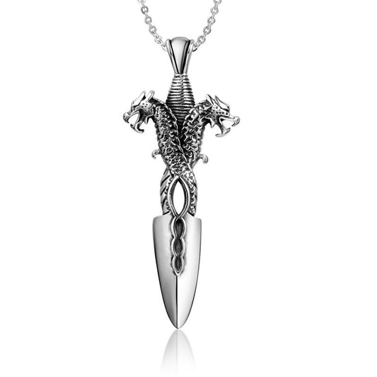 Titanium Steel Dagger Dragon Pendant 21.5mmx53.5mm