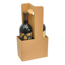 Natural Kraft 2 Wine Bottle Carrier Tote - 6-3/4″ x 3-3/8″ x 13-3/8″ -  60 per case