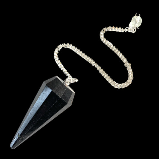 Black Tourmaline Pendulum - 35 to 45mm - 8 Facets - 20g - India