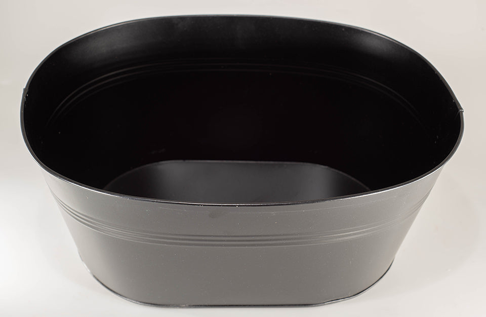 Metal Oval Tray Planter Black 13 x 8.5 x 6 inches deep - Fits a PK5070C 20x30 Basket Bag