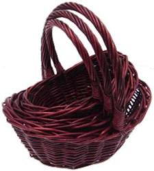 Set of 3 - Oval  Willow Baskets - High Ends - Wine - Lge 15x12x5.5 DEEP OUTSIDE  4 DEEP   13 HANDLE