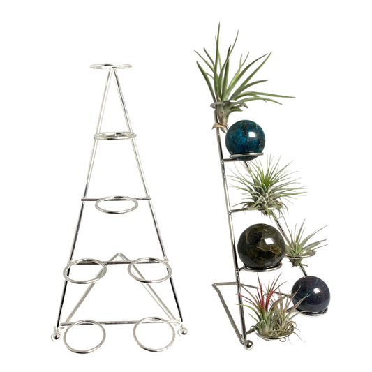 Display Stand - 10 tall x 5.5 wide x 6.5 inch deep - 1.5 inch Dia. Rings - Silver Wire Metal 7 Holes - China - NEW623