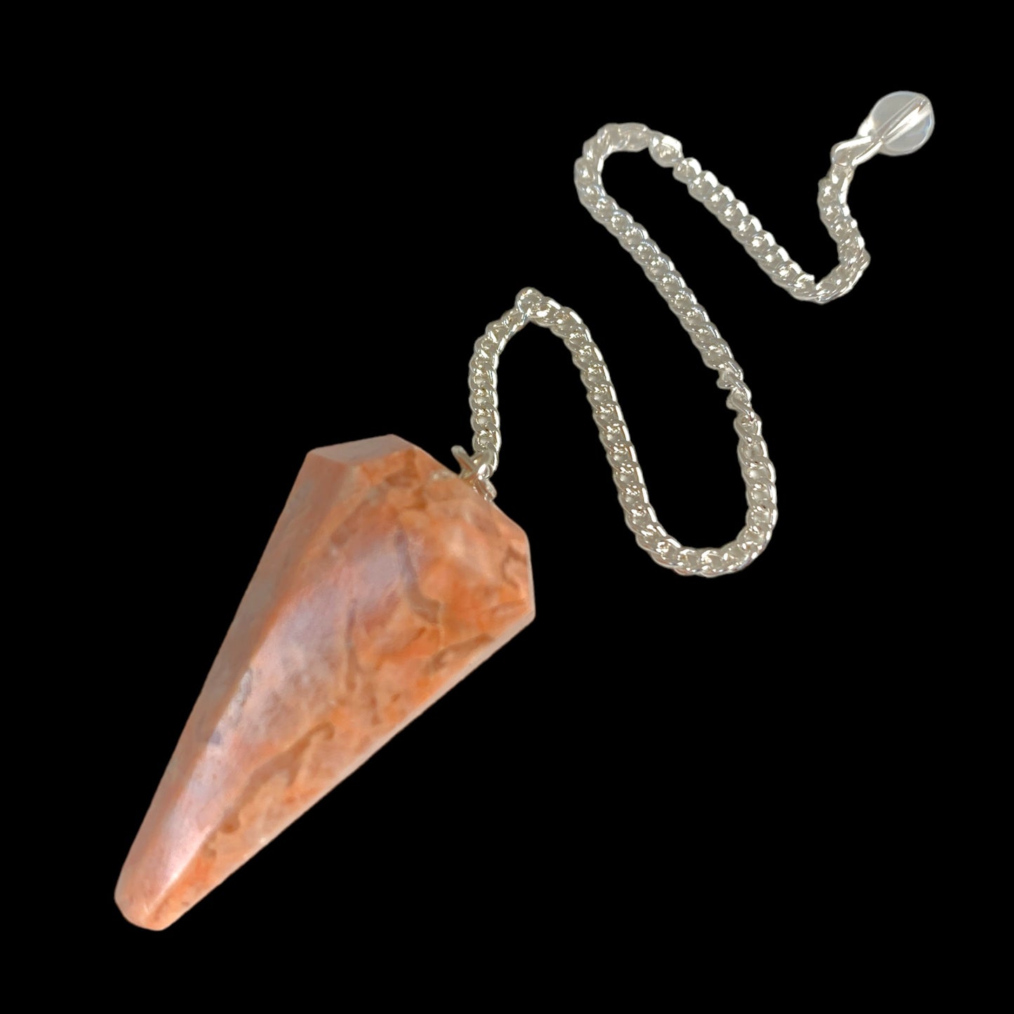 Orange Moonstone Pendulum w Chain - 35-45mm - 8 Facets - 12g - NEW422
