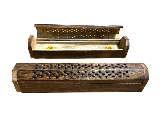Wood Incense Coffin Burner Box 10 inch long - India - NEW322
