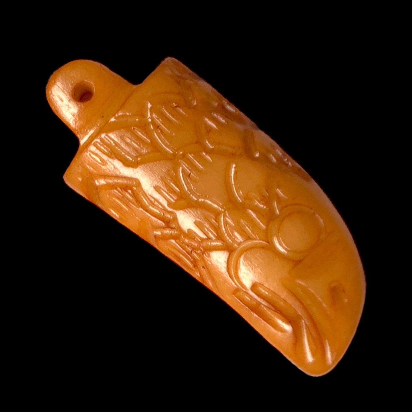 1.5 x .75 inch Eagle Head Bone Pendant - Antiqued Amber Colour - India - NEW523