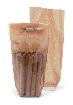 Pack of 100 - 1 3/4 x 1 3/4 x 8 1/2 (100x220) - Small Kraft back Clear Bags with Hard Bottom (10 per master case)