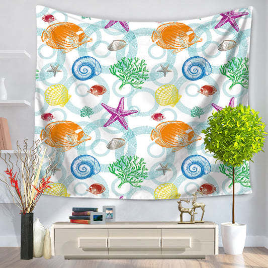 SHELLS & STARFISH - Polyester - Tapestry Wall Hanger - 150x130cm - NEW920