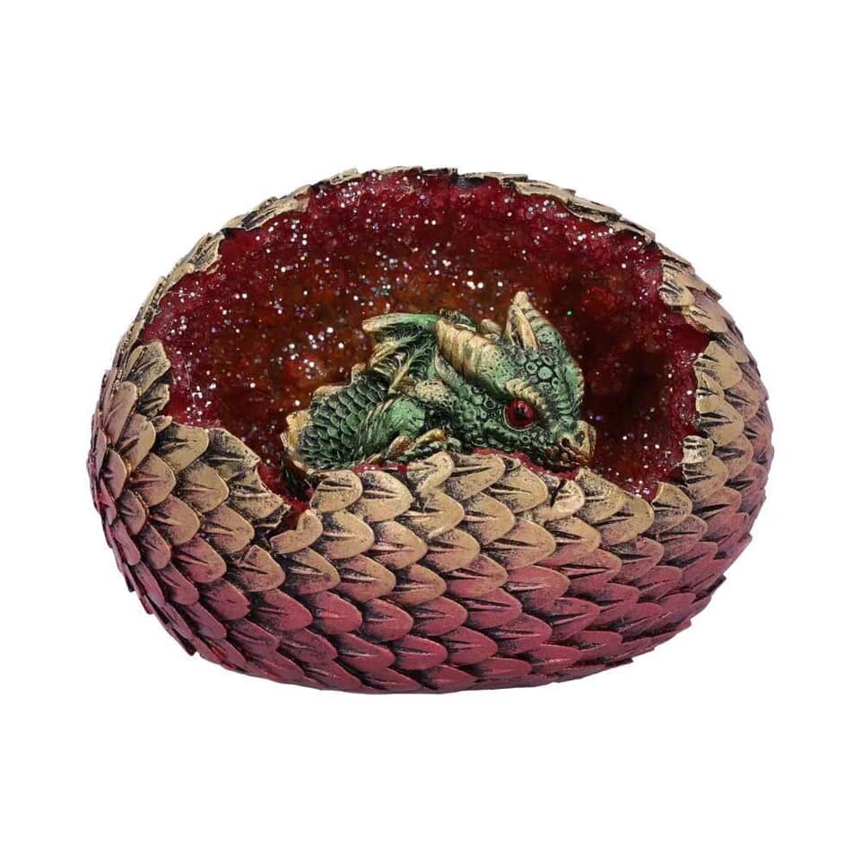 Green Dragon in Laying Egg - 6 inch - Resin - China - New1122 - Clearance Price