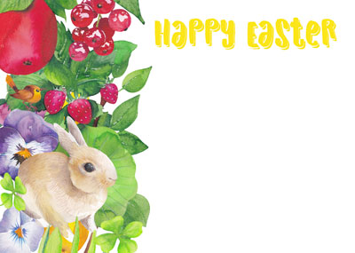 PK/50 - Flora Cards - Happy Easter - Bunny
