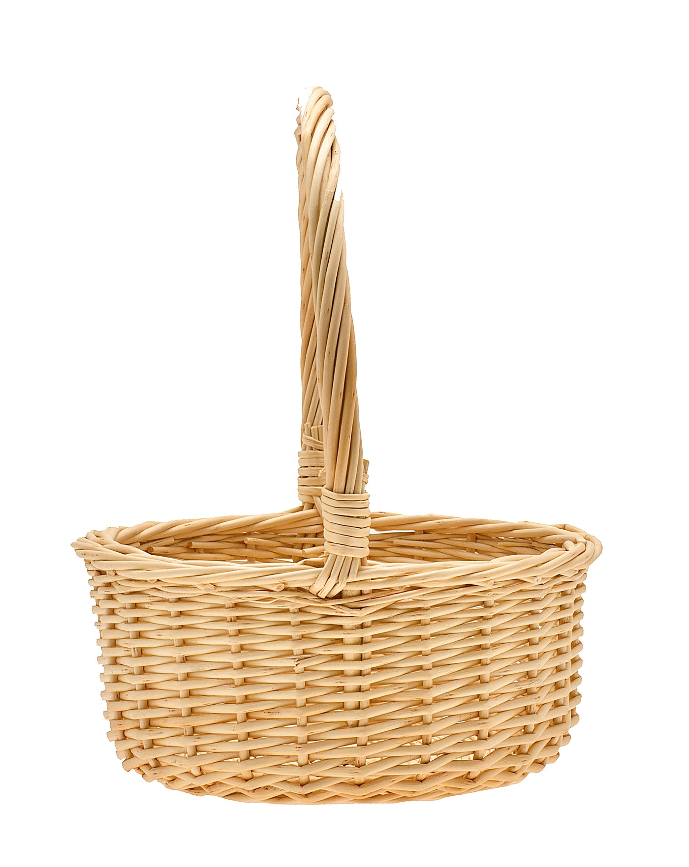 Round Willow Baskets - With Handle - LG - 12 x 5 inches