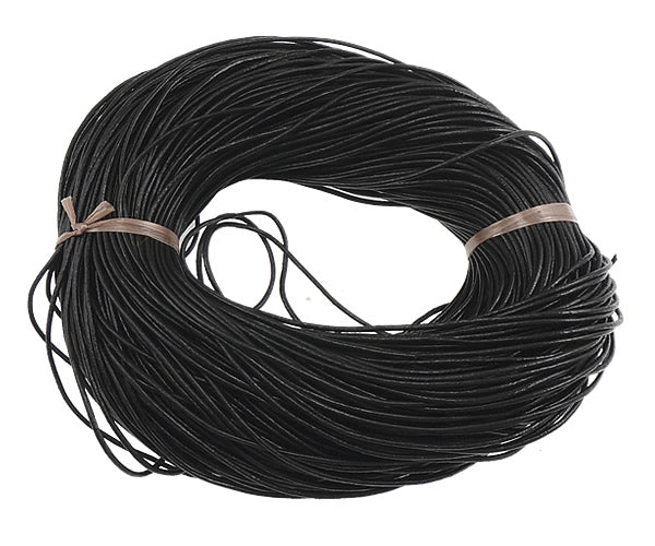Cowhide Leather Cord, Full Grain Cowhide Leather, black, 1.5mm, 100m/Lot, Sold By Lot 165g