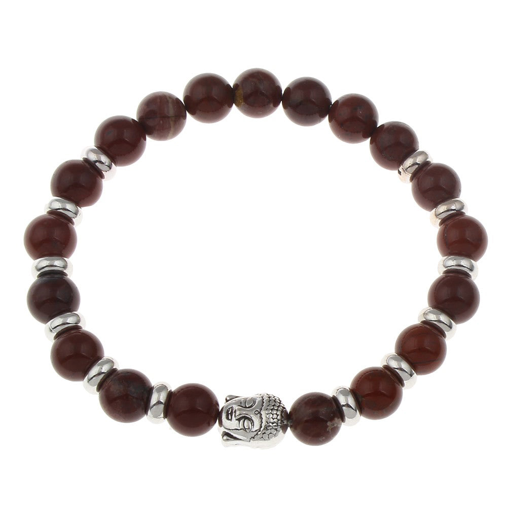 Wrist Mala, Rhodonite, with Zinc Alloy, Buddha, antique silver color plated, Buddhist jewelry, 157mm Approx. 6inch