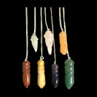 Egyptian Pendulum Silver Chain Mixed Stones - 40mm - India - NEW323