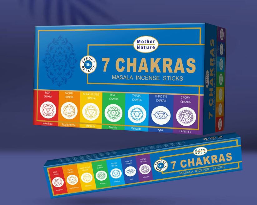 Mother Nature Chakra Incense Sticks - Box contains 12 x 15 gram boxes - NEW222
