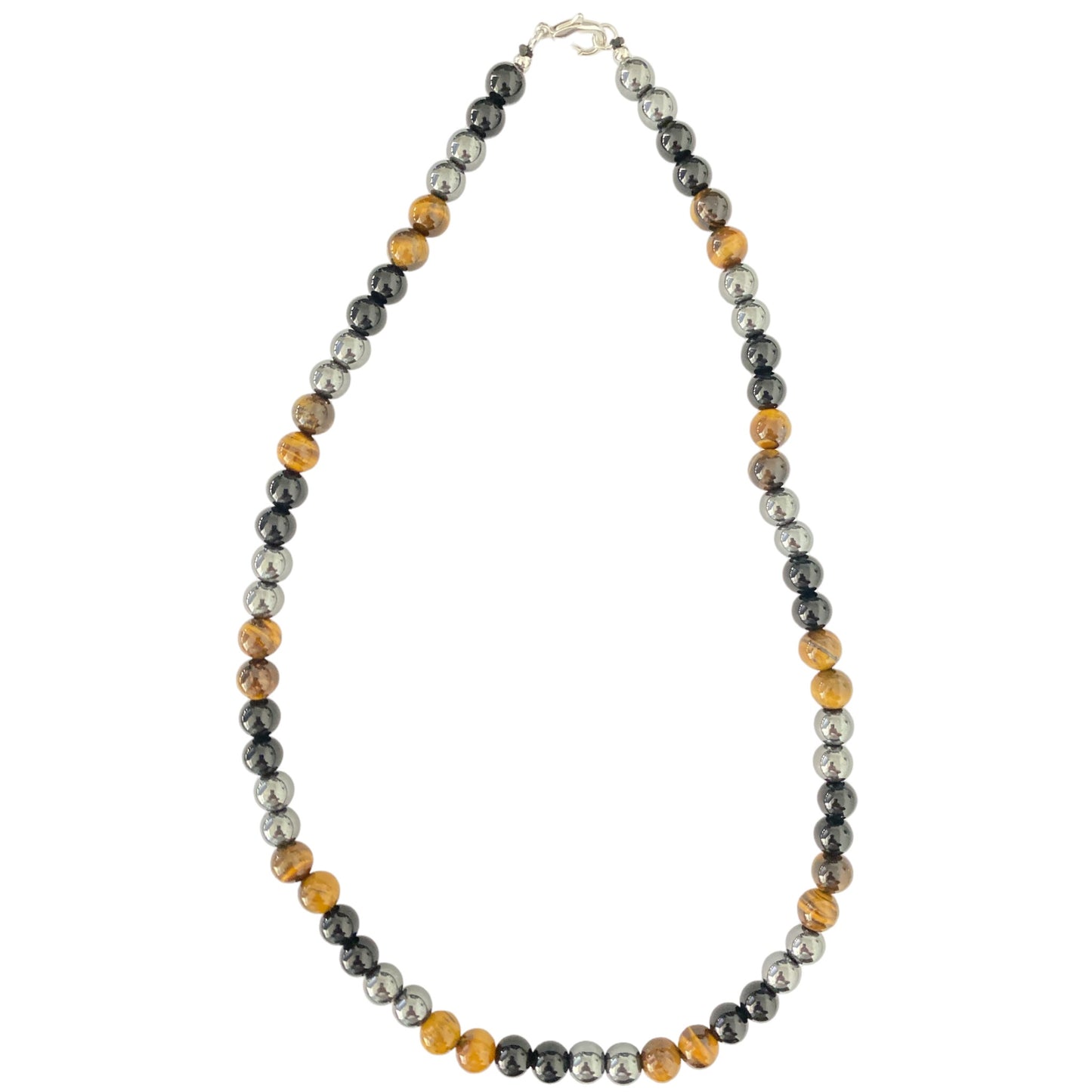 Hematite Tigers Eye & Obsidian - 8mm Bead Necklace - 20 inch - China - NEW224