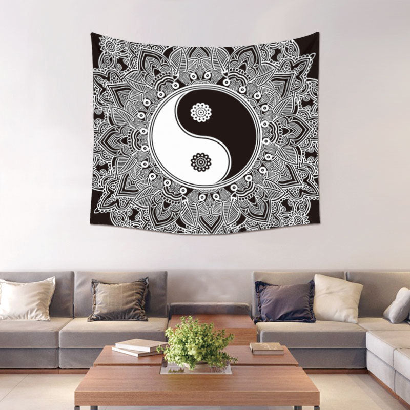 Ying Yang Black & White Tapestry Wall Hanger - 150x130cm - ALTAR CLOTH - NEW222 - Polyester