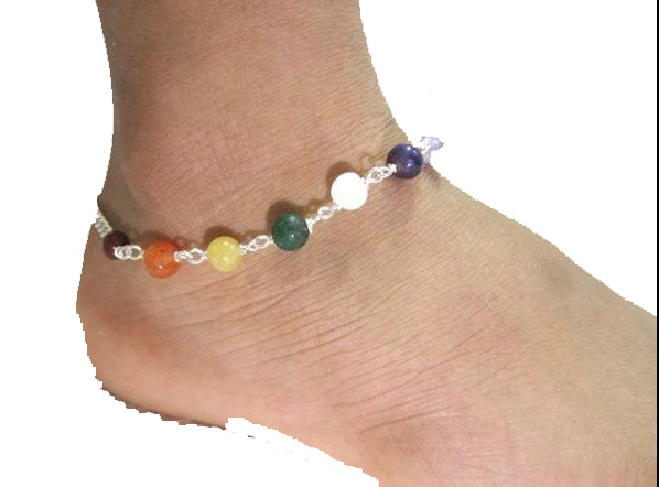 Chakra Beaded Anklet - 8 inch 20g - NEW1021